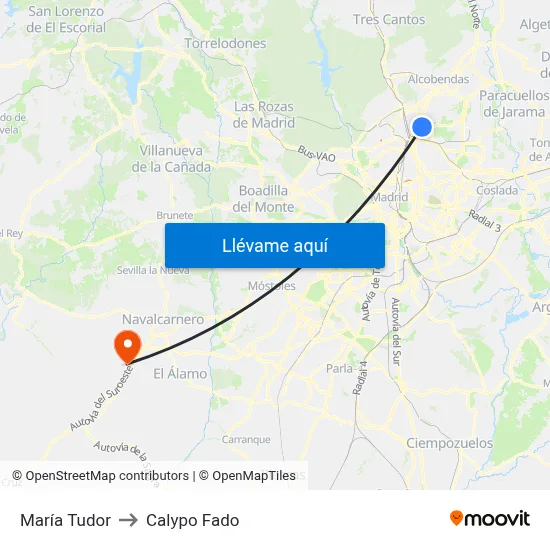 María Tudor to Calypo Fado map