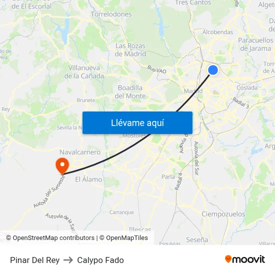 Pinar Del Rey to Calypo Fado map