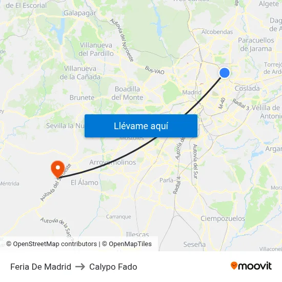 Feria De Madrid to Calypo Fado map