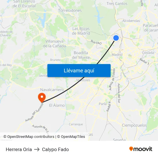 Herrera Oria to Calypo Fado map
