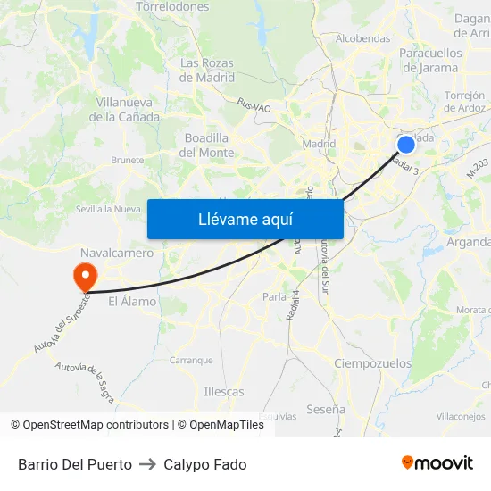 Barrio Del Puerto to Calypo Fado map
