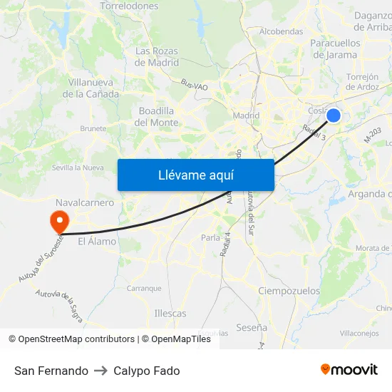 San Fernando to Calypo Fado map