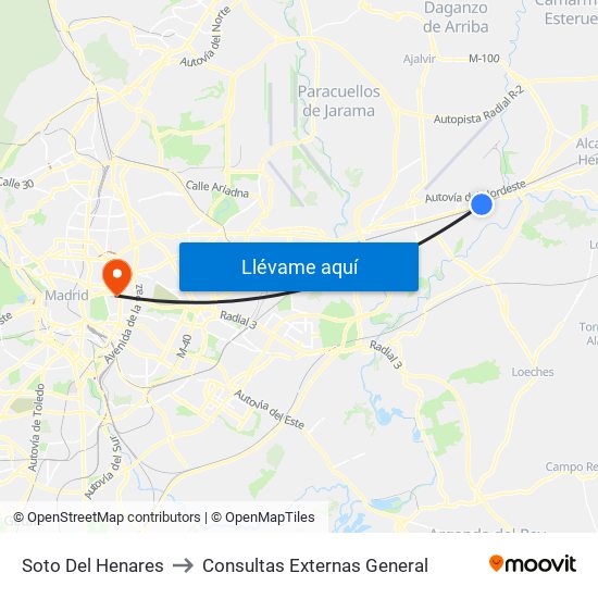 Soto Del Henares to Consultas Externas General map