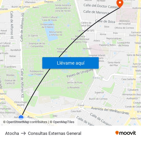 Atocha to Consultas Externas General map