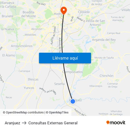 Aranjuez to Consultas Externas General map