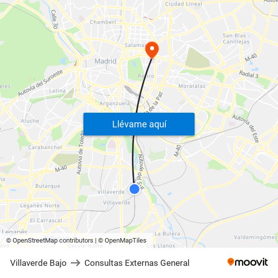 Villaverde Bajo to Consultas Externas General map