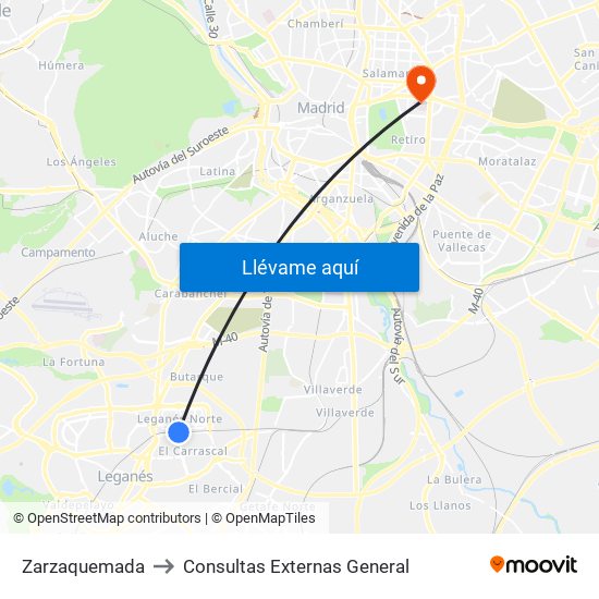 Zarzaquemada to Consultas Externas General map