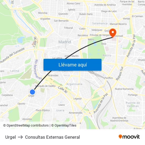 Urgel to Consultas Externas General map