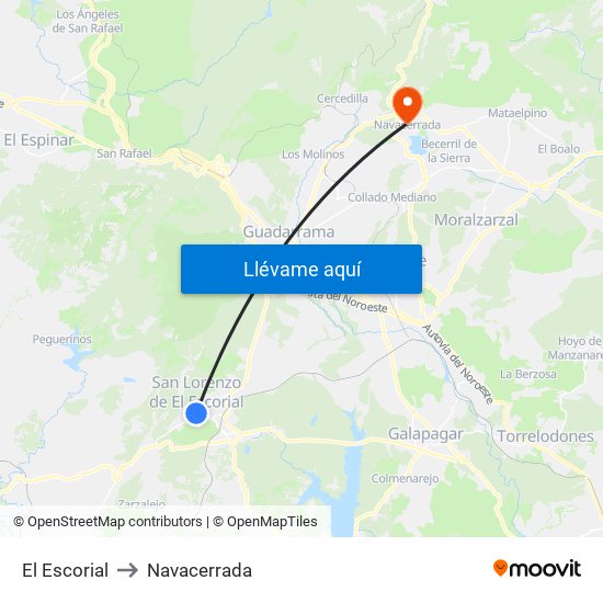 El Escorial to Navacerrada map