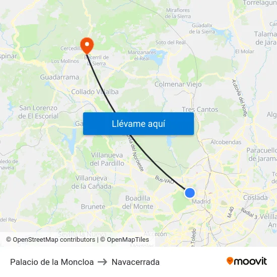 Palacio de la Moncloa to Navacerrada map