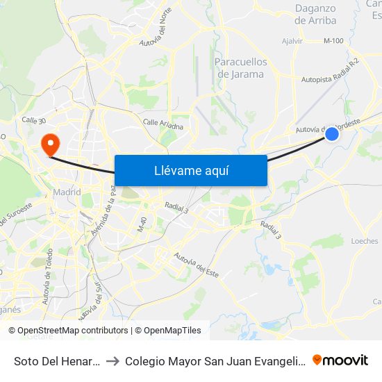 Soto Del Henares to Colegio Mayor San Juan Evangelista map