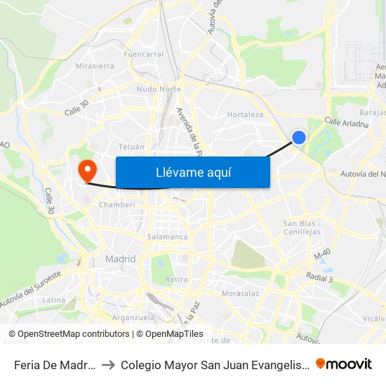 Feria De Madrid to Colegio Mayor San Juan Evangelista map