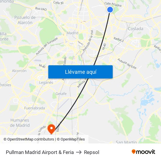 Pullman Madrid Airport & Feria to Repsol map