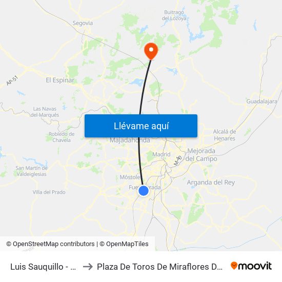 Luis Sauquillo - Grecia to Plaza De Toros De Miraflores De La Sierra map