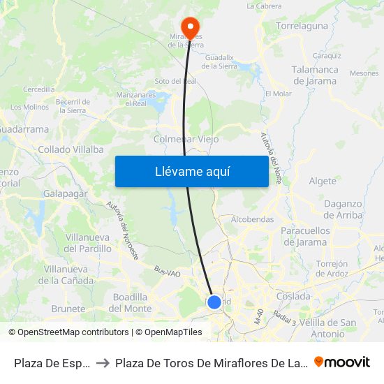 Plaza De España to Plaza De Toros De Miraflores De La Sierra map