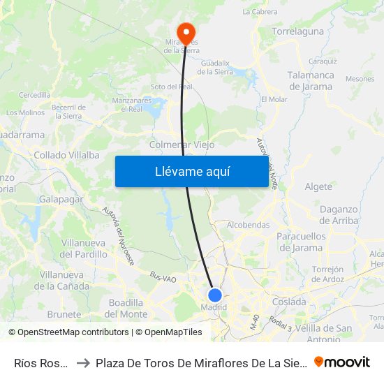 Ríos Rosas to Plaza De Toros De Miraflores De La Sierra map