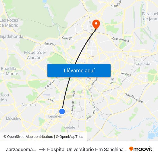 Zarzaquemada to Hospital Universitario Hm Sanchinarro map