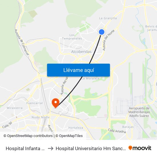 Hospital Infanta Sofía to Hospital Universitario Hm Sanchinarro map