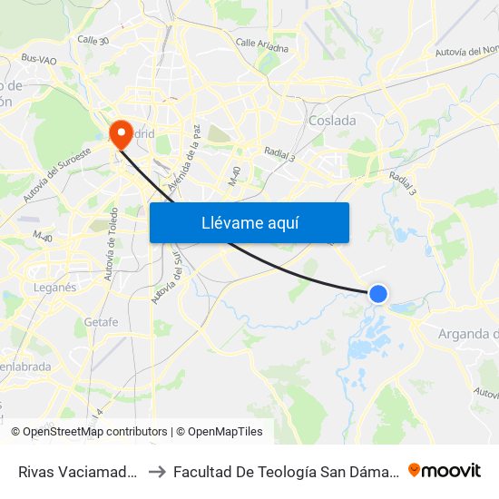 Rivas Vaciamadrid to Facultad De Teología San Dámaso map