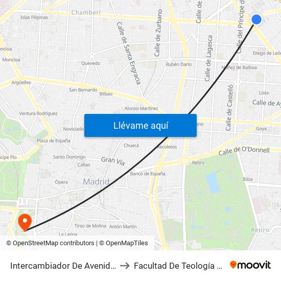 Intercambiador De Avenida De América to Facultad De Teología San Dámaso map