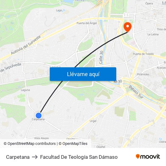 Carpetana to Facultad De Teología San Dámaso map