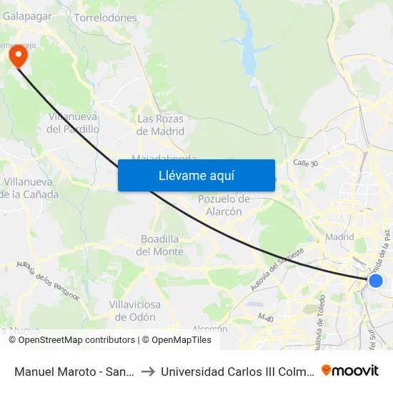 Manuel Maroto - San Diego to Universidad Carlos III Colmenarejo map