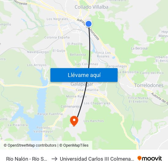 Río Nalón - Río Sella to Universidad Carlos III Colmenarejo map