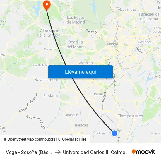 Vega - Seseña (Báscula) to Universidad Carlos III Colmenarejo map