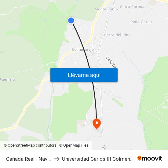 Cañada Real - Navazo to Universidad Carlos III Colmenarejo map