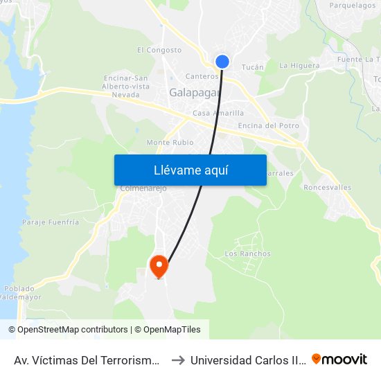 Av. Víctimas Del Terrorismo - Centro De Salud to Universidad Carlos III Colmenarejo map