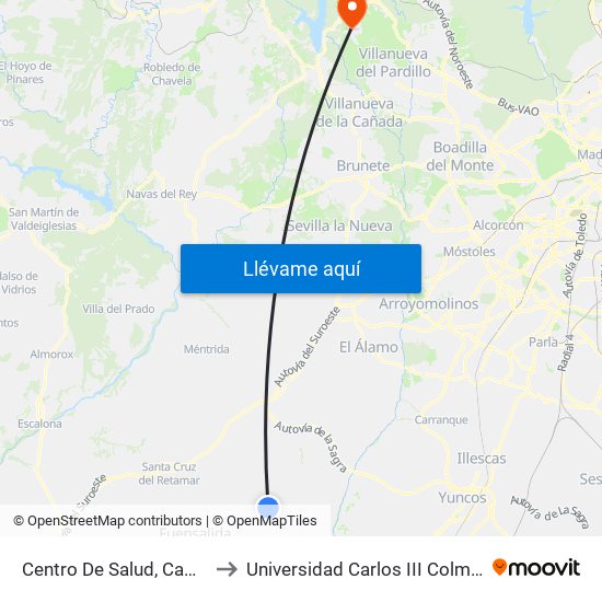 Centro De Salud, Camarena to Universidad Carlos III Colmenarejo map