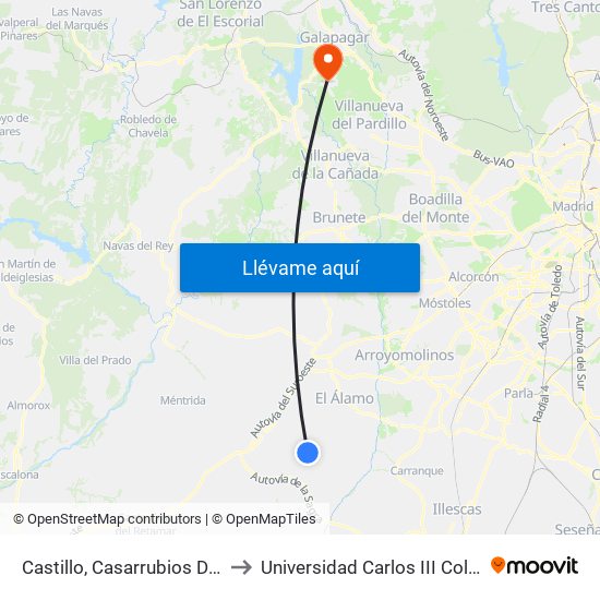 Castillo, Casarrubios Del Monte to Universidad Carlos III Colmenarejo map