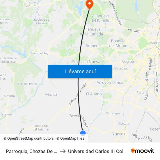 Parroquia, Chozas De Canales to Universidad Carlos III Colmenarejo map