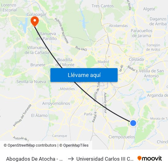 Abogados De Atocha - Dr. Marañón to Universidad Carlos III Colmenarejo map