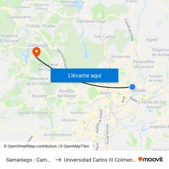 Samaniego - Campezo to Universidad Carlos III Colmenarejo map
