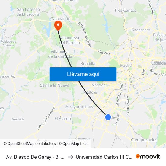 Av. Blasco De Garay - B. John Deere to Universidad Carlos III Colmenarejo map