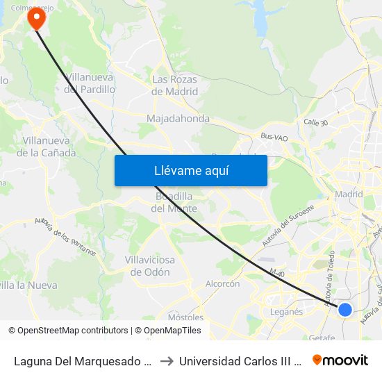 Laguna Del Marquesado - San Erasmo to Universidad Carlos III Colmenarejo map