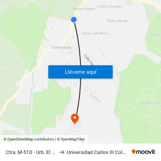 Ctra. M-510 - Urb. El Cerrillo to Universidad Carlos III Colmenarejo map