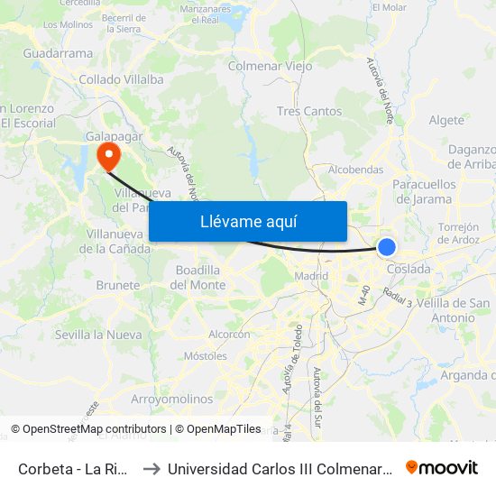 Corbeta - La Rioja to Universidad Carlos III Colmenarejo map