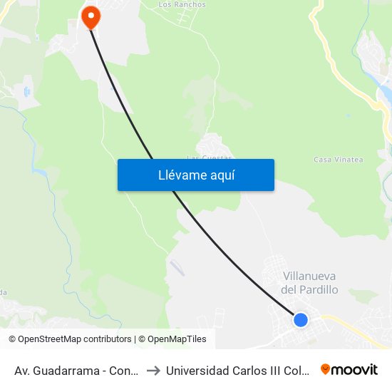 Av. Guadarrama - Concepción to Universidad Carlos III Colmenarejo map