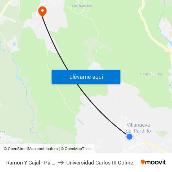 Ramón Y Cajal - Paloma to Universidad Carlos III Colmenarejo map