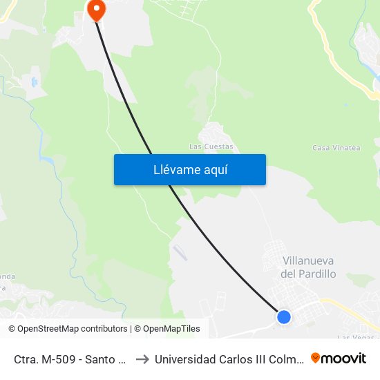 Ctra. M-509 - Santo Tomás to Universidad Carlos III Colmenarejo map