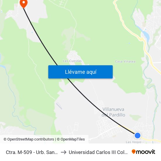 Ctra. M-509 - Urb. Santa María to Universidad Carlos III Colmenarejo map