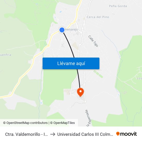 Ctra. Valdemorillo - Iglesia to Universidad Carlos III Colmenarejo map