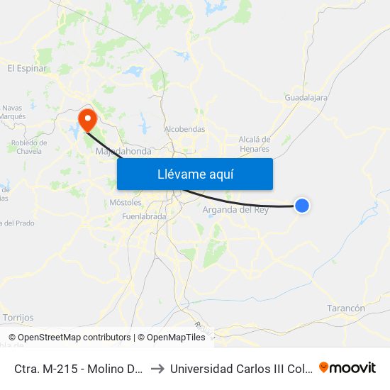 Ctra. M-215 - Molino Del Puente to Universidad Carlos III Colmenarejo map
