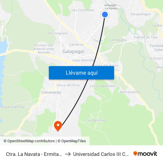 Ctra. La Navata - Ermita La Navata to Universidad Carlos III Colmenarejo map