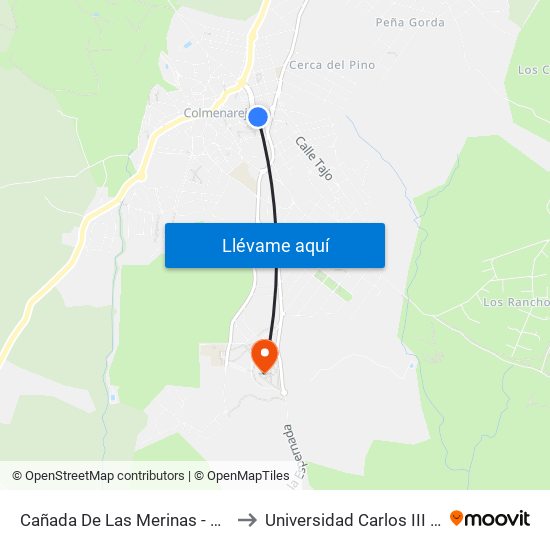 Cañada De Las Merinas - Centro De Salud to Universidad Carlos III Colmenarejo map