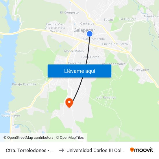 Ctra. Torrelodones - Cañuelo to Universidad Carlos III Colmenarejo map