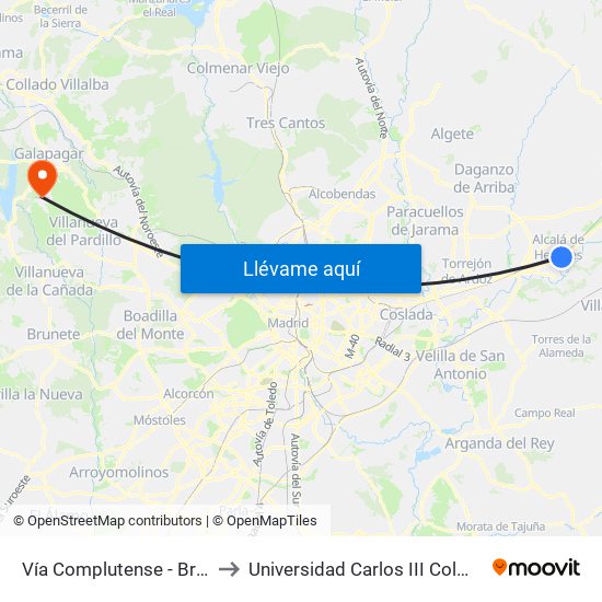 Vía Complutense - Brihuega to Universidad Carlos III Colmenarejo map