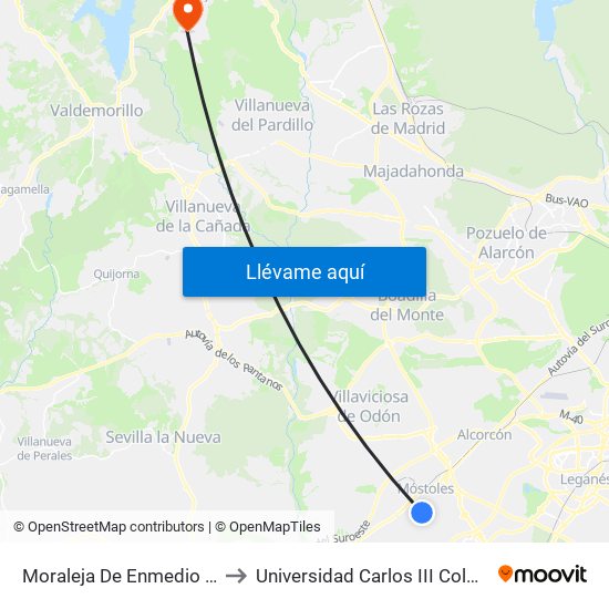 Moraleja De Enmedio - Roma to Universidad Carlos III Colmenarejo map